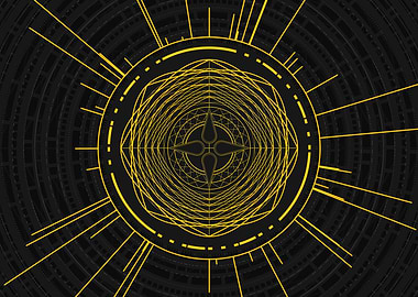 Gold Geometric Glyph Sign