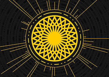 Gold Geometric Glyph Sign