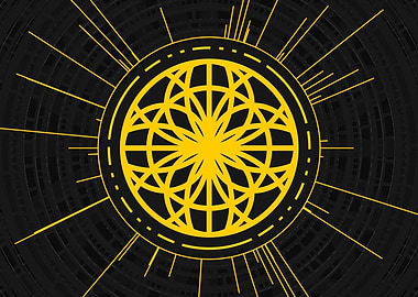 Gold Geometric Glyph Sign