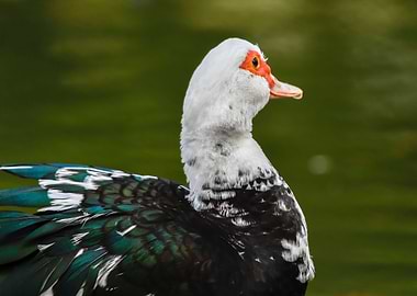 Muscovy duck on pond
