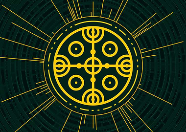 Gold Geometric Glyph Sign