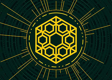 Gold Geometric Glyph Sign