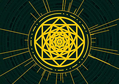 Gold Geometric Glyph Sign