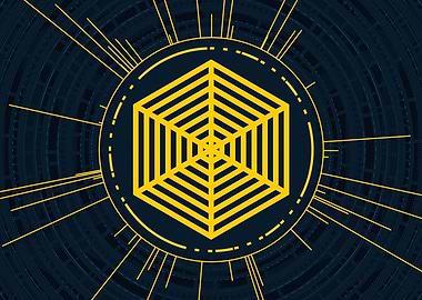 Gold Geometric Glyph Sign