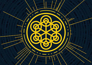 Gold Geometric Glyph Sign