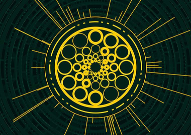 Gold Geometric Glyph Sign