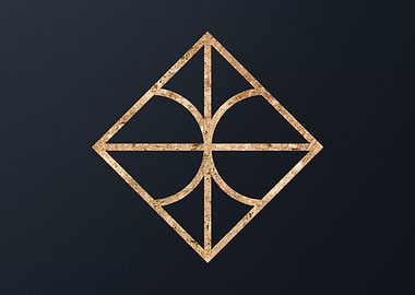 Gold Geometric Glyph Sign