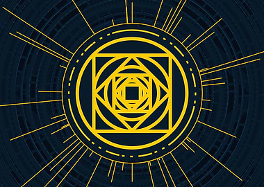 Gold Geometric Glyph Sign