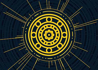 Gold Geometric Glyph Sign