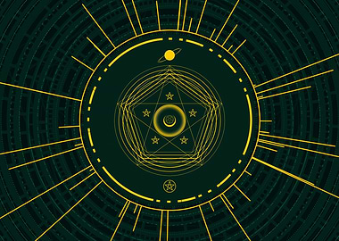 Gold Sacred Geometry Glyph