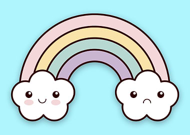 Rainbow blue kawaii