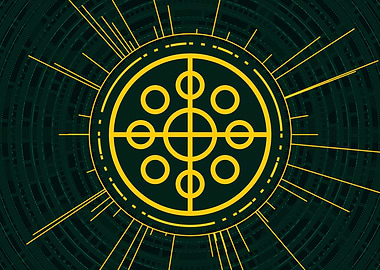 Gold Geometric Glyph Sign