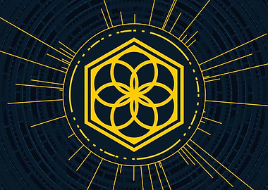 Gold Geometric Glyph Sign