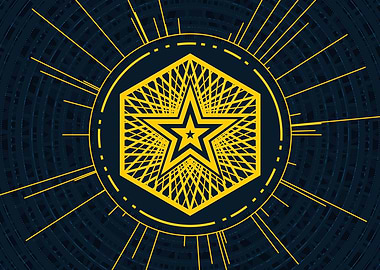 Gold Geometric Glyph Sign