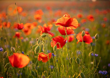 Red poppy flowers, macro