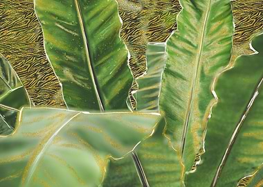 Gold tropical leaves