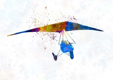 Hang gliding in watercolor