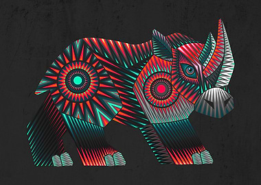 Mexican rhino hand drawn c