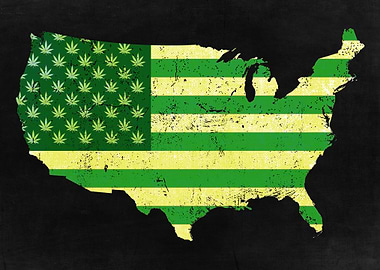 Weed Leaf American Flag