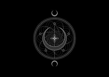 White Geometric Glyph Sign