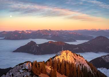 Mountains from sea clouds
