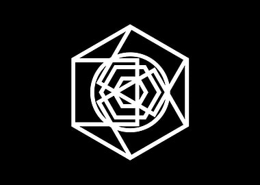 White Geometric Glyph Sign