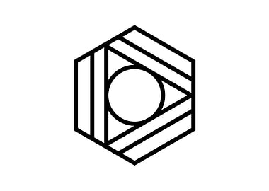 White Geometric Glyph Sign