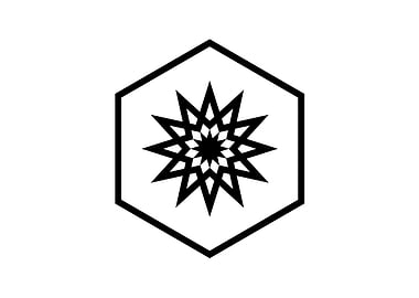 White Geometric Glyph Sign