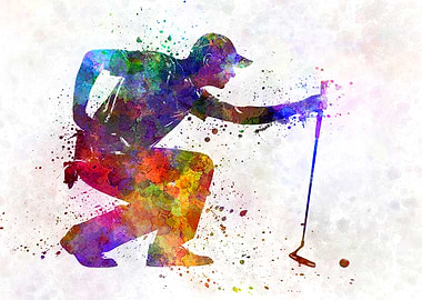 Watercolor golf player