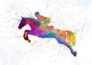 Horse show in watercolor