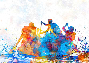 rafting in watercolor