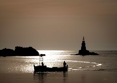 Fisherman at the sunrise