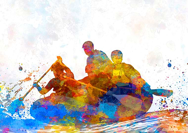 rafting in watercolor