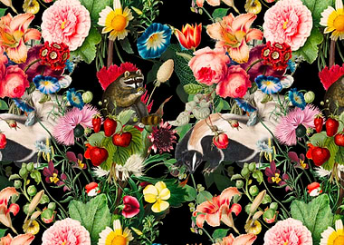 Animals raccoon skunk art