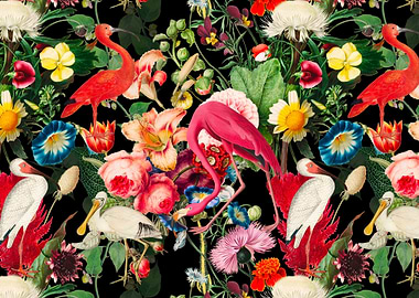 Tropical birds flamingo