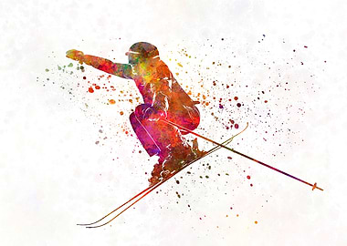 Woman skier skiing