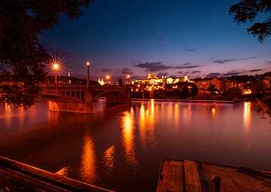 Night city, river, Prague