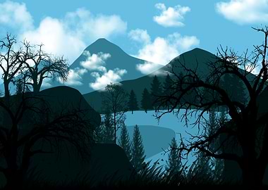 mountain and forest