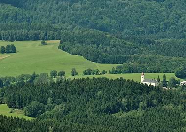 Green and white church