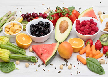 Healthy food colored