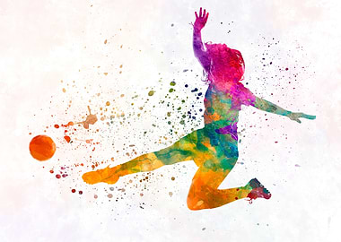 Watercolor soccer player