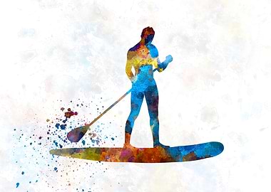 paddle surf in watercolor