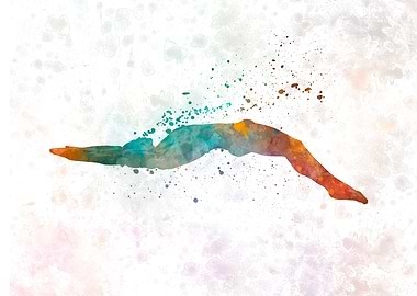 Swimmer in watercolor