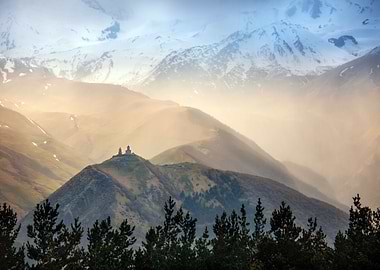 Snowy Mountains in Forest