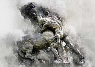 Digital Watercolor Statue