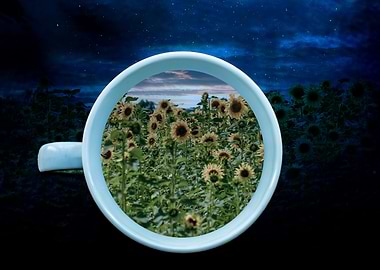 Cup of sunflowers