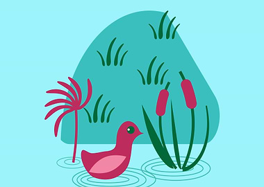 Duck Swimming Pond Plants