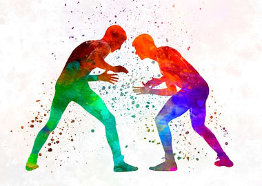 Wrestlers wrestling men