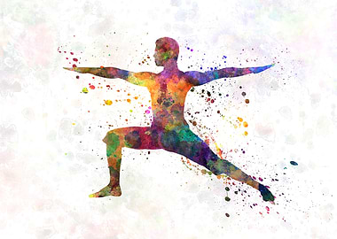 Young man practices yoga