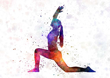 Young man practices yoga